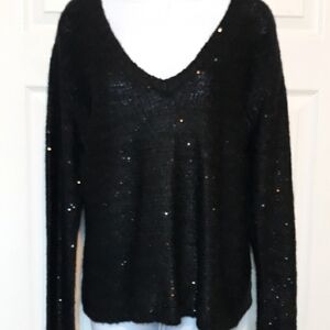 Decree black sequin sweater with sheer back